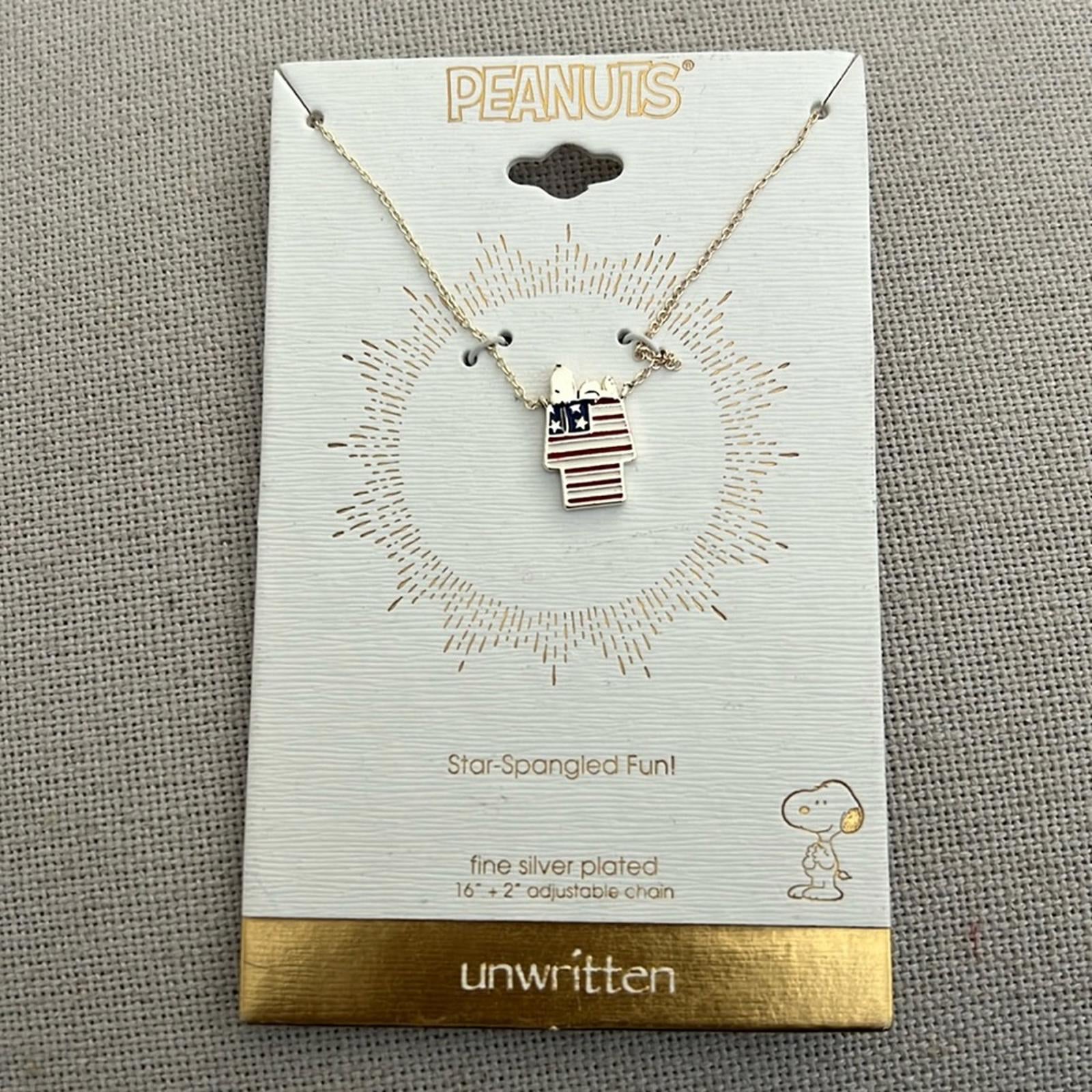 Unwritten Peanuts Silver Plated "Snoopy" Americana Dog House Pendant Necklace