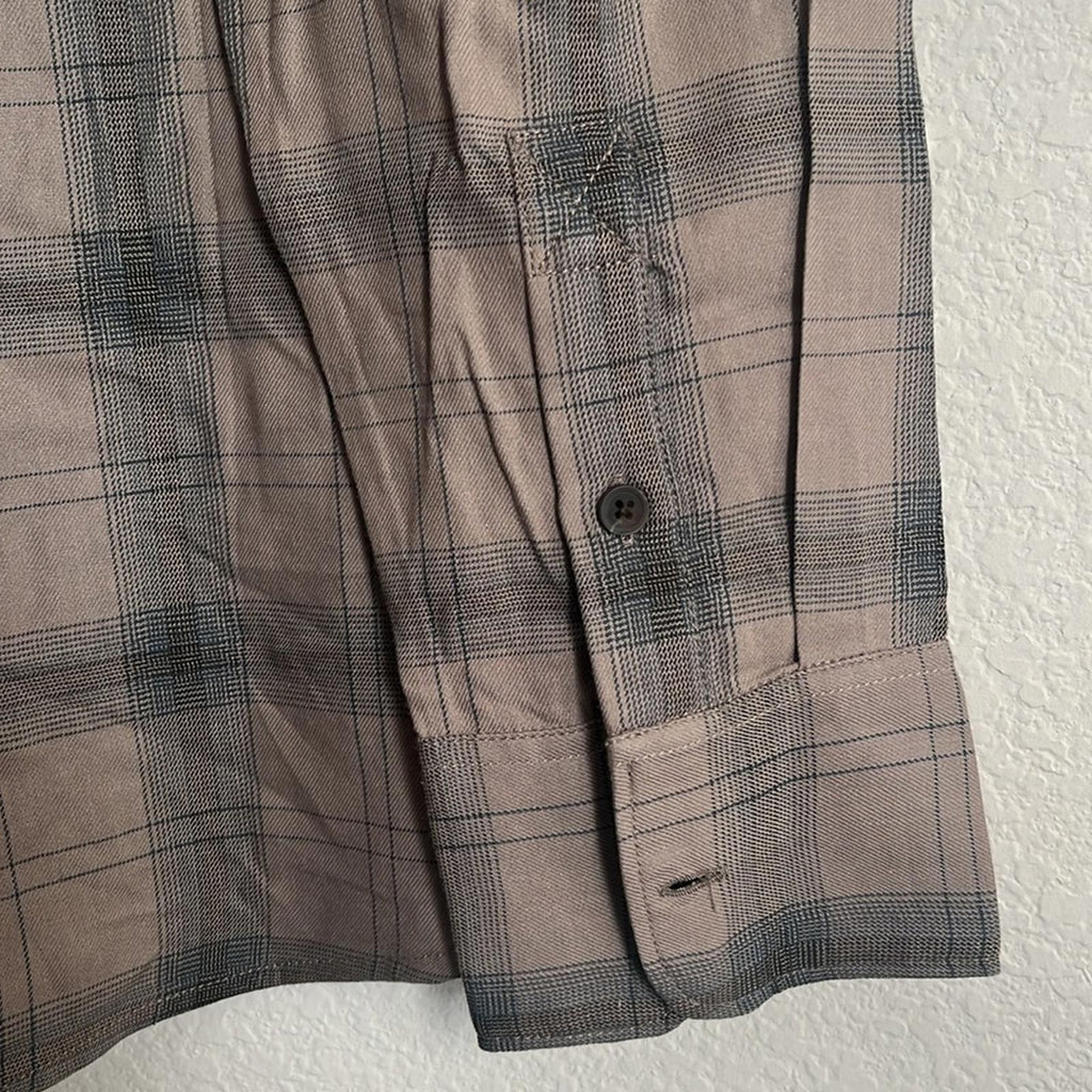 PAIGE Everett Long Sleeve Plaid Shirt in Oak Sky, NWT, Size L $169
