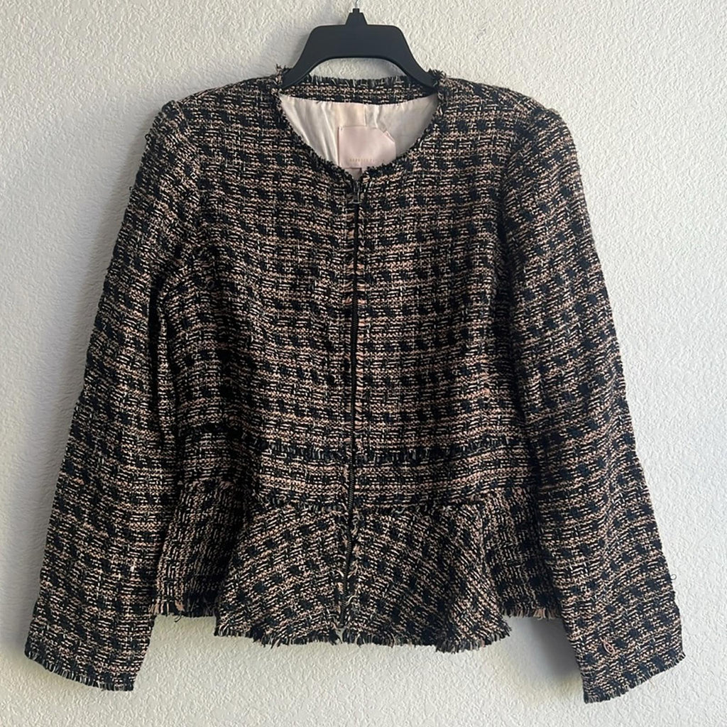 Rebecca Taylor Multi Tweed Ruffle Blazer Jacket, NWT, Size 10