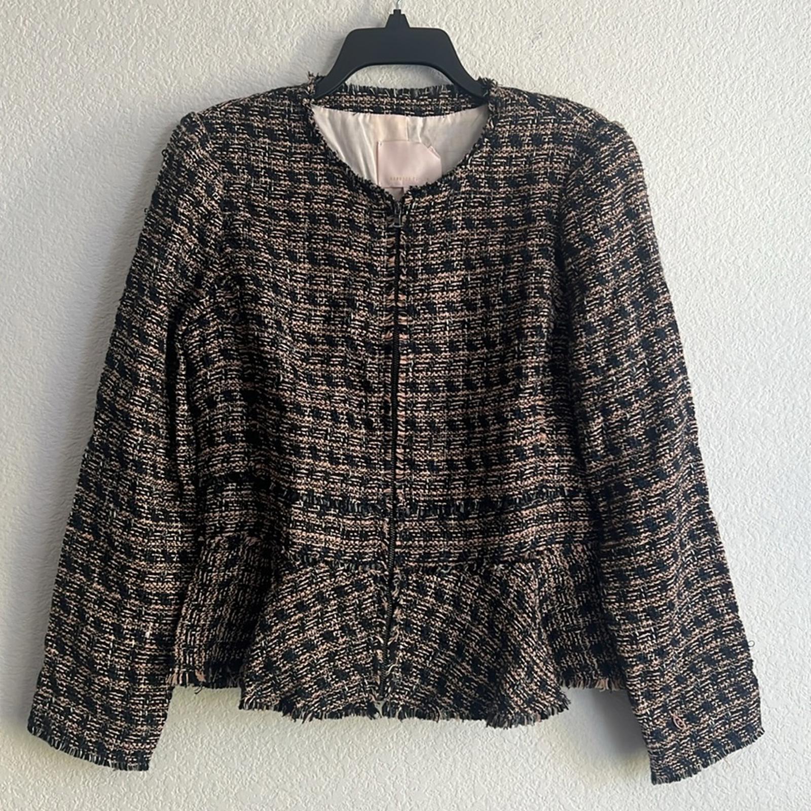Rebecca Taylor Multi Tweed Ruffle Blazer Jacket, NWT, Size 10