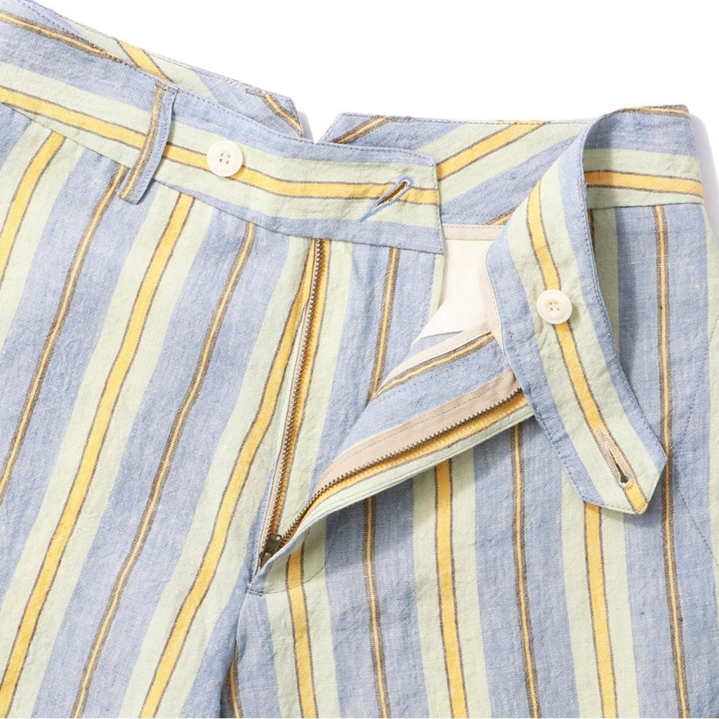 Nicholas Daley Linen Striped Trousers in Blue/Mustard, Size 34 NEW w/Tag $650