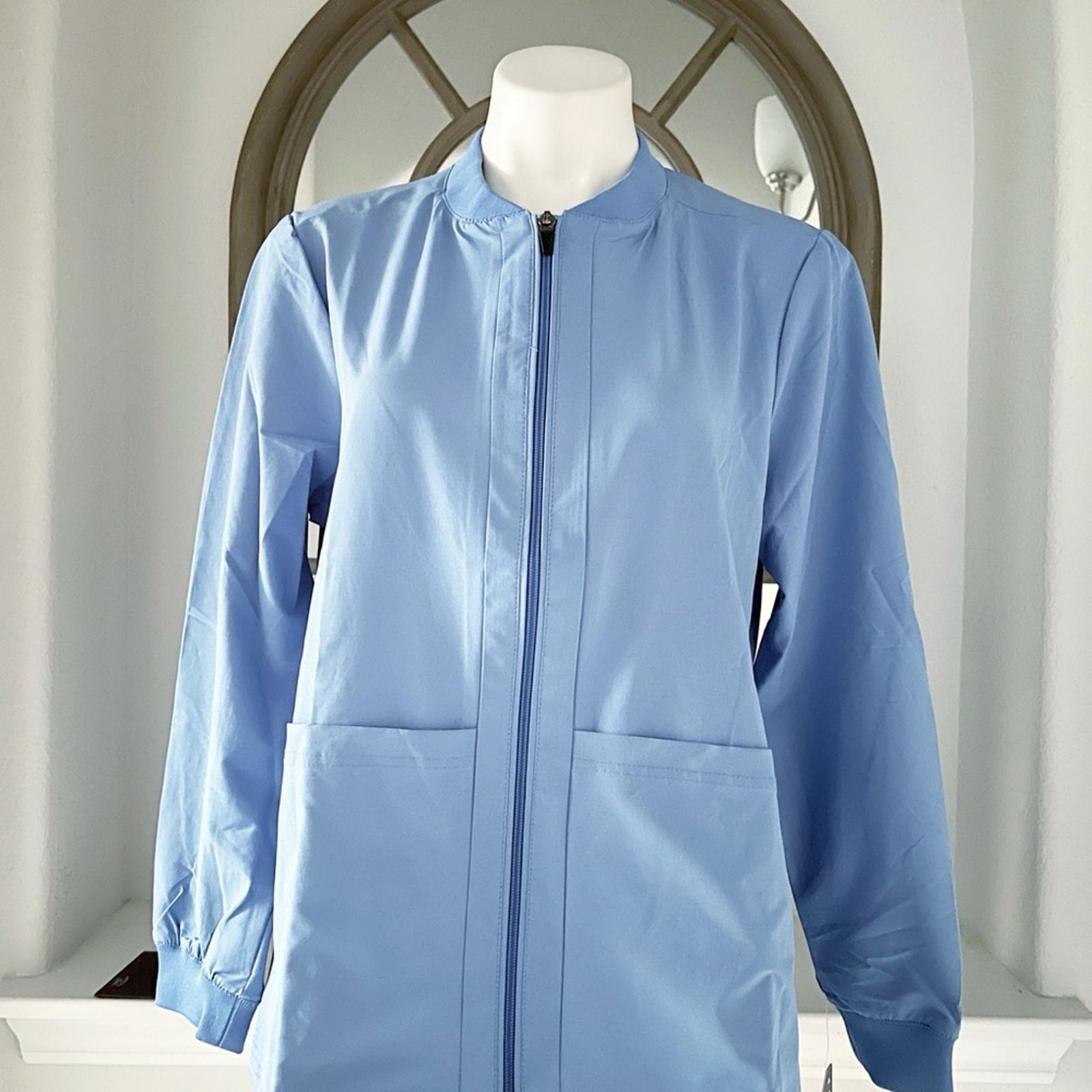 ADAR Addition Scrubs Zippered Bomber Scrub Jacket, Cell Blue, Size XL New w/Tag