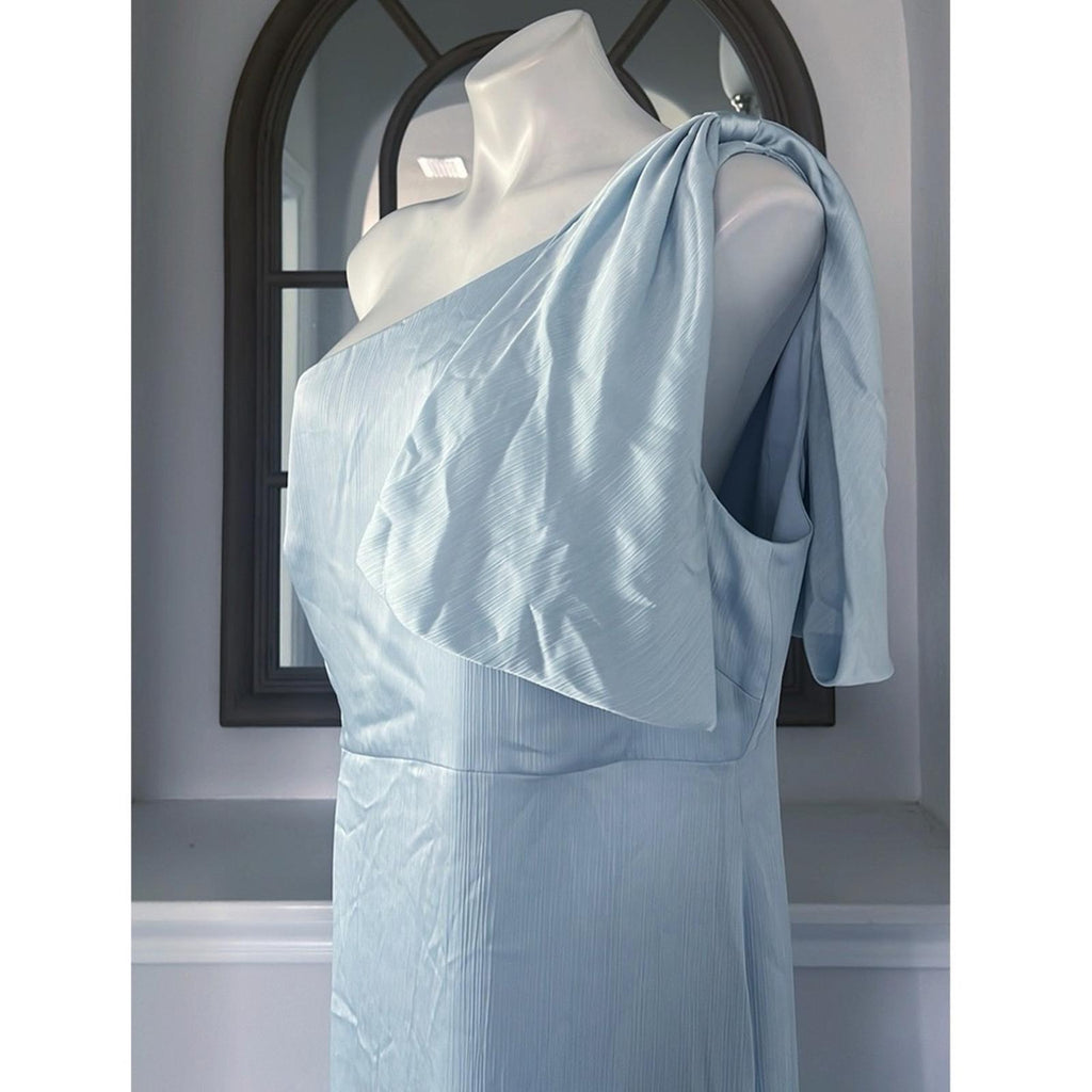 Sachin & Babi Chelsea Gown in Ice Blue, One-Shoulder Dress Size 14 New $285