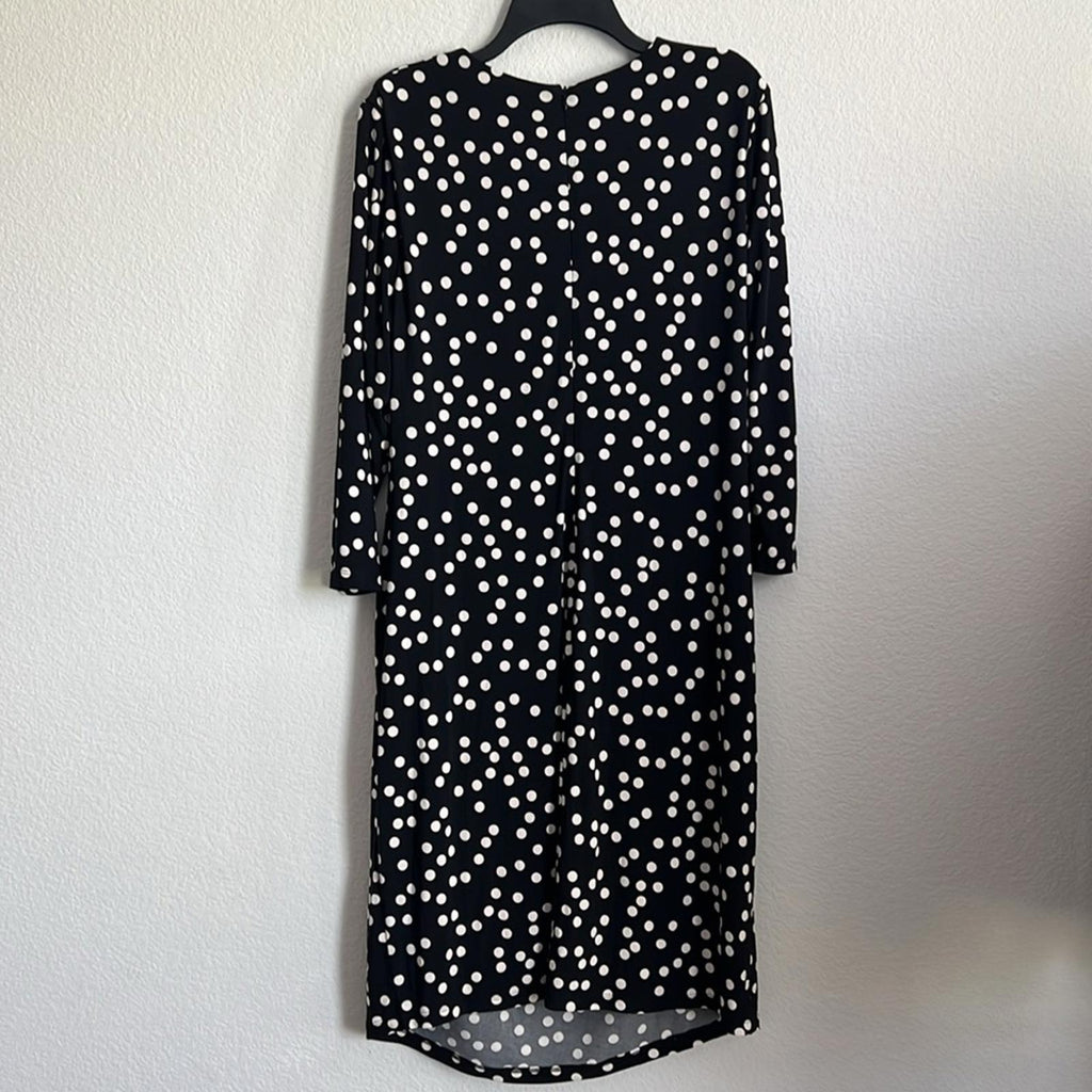 Anne Klein Women’s Plus Polka Dot 3/4 Sleeve Cocktail Dress in B/W, NWT, Size 2X