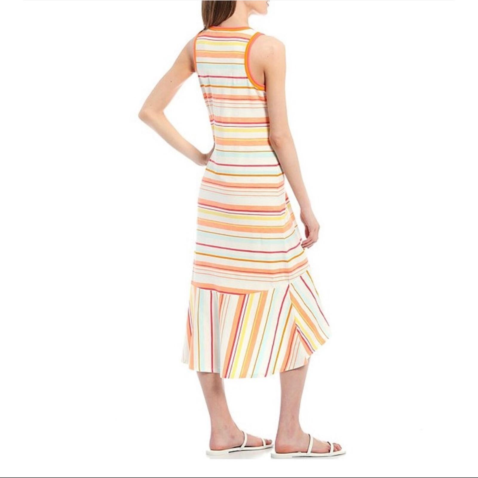 Ella Moss Sylvia Knit Stripe Hi-Low Midi Dress, Size L, New w/Tag