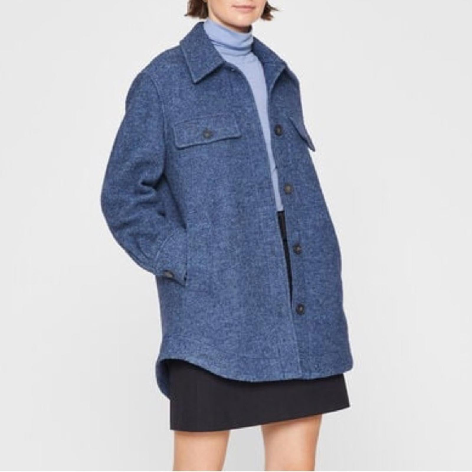 Club Monaco Cozy Shirt Jacket in Heather Blue, Size XL New w/Tag Retail $249