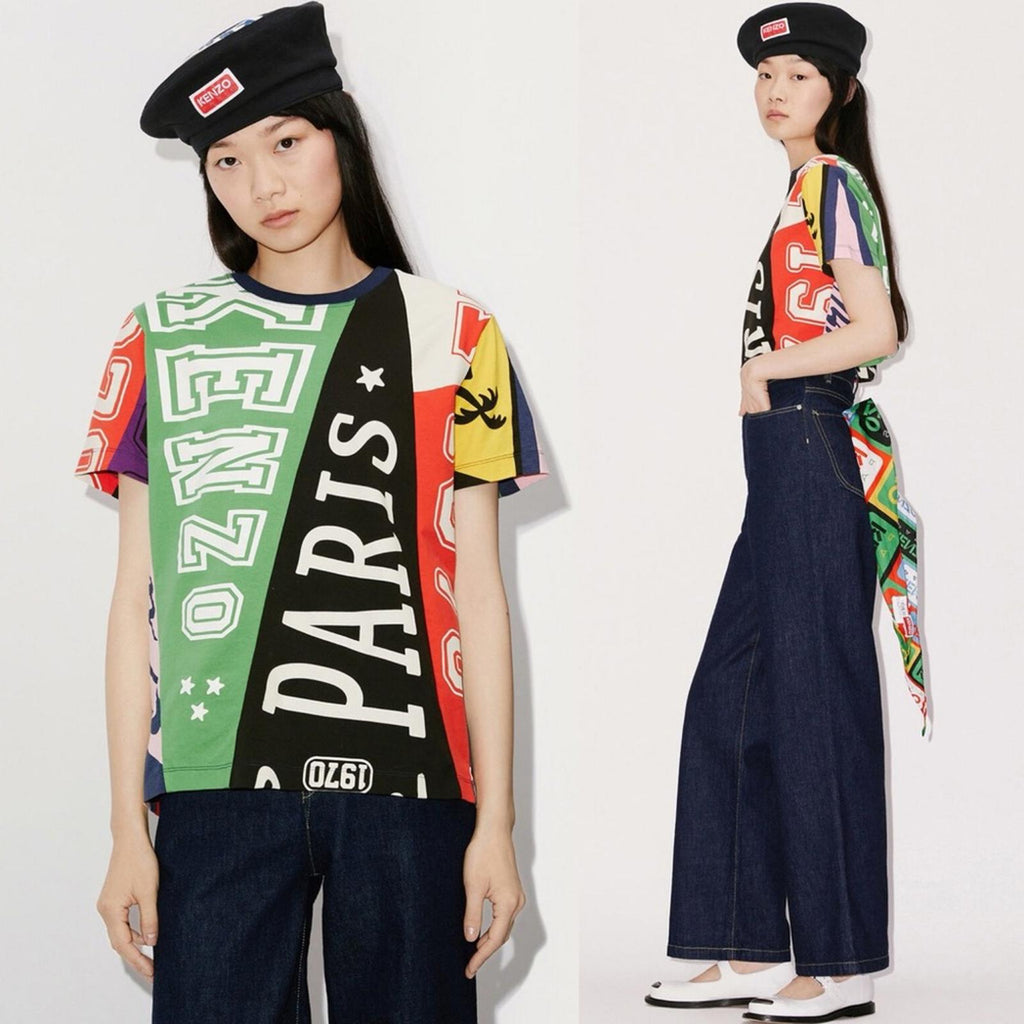 KENZO Flag Print Oversize Cotton T-Shirt, Size S New w/Tag
