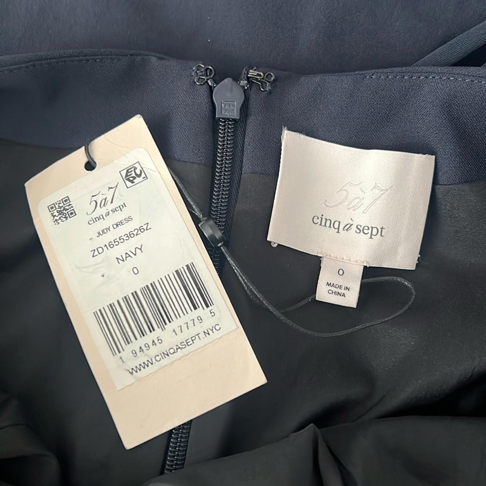 Cinq à Sept Judy Ruched Midi Dress in Navy, Size 0 NEW w/Tag $425