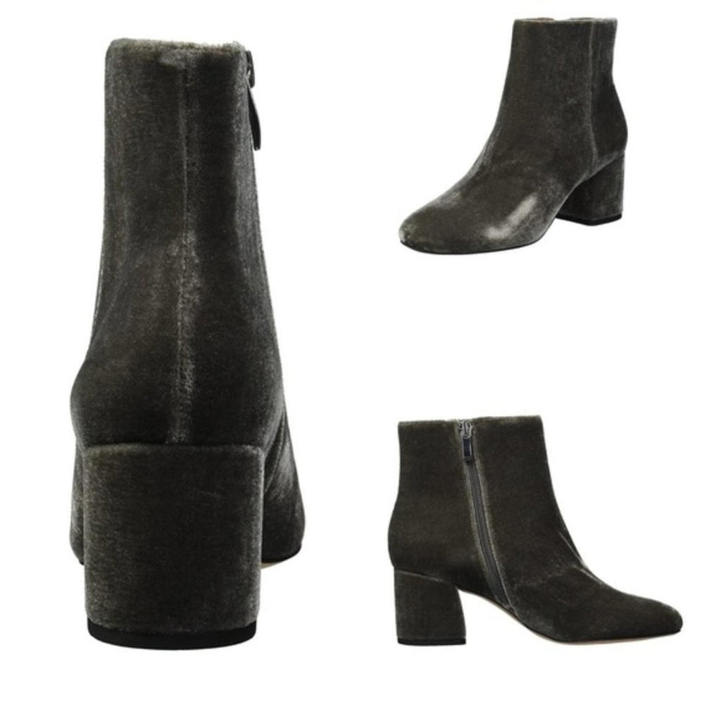 Franco Sarto Suede Velvet Jubilee Booties in Nimbus Grey, Size 7.5 New in Box