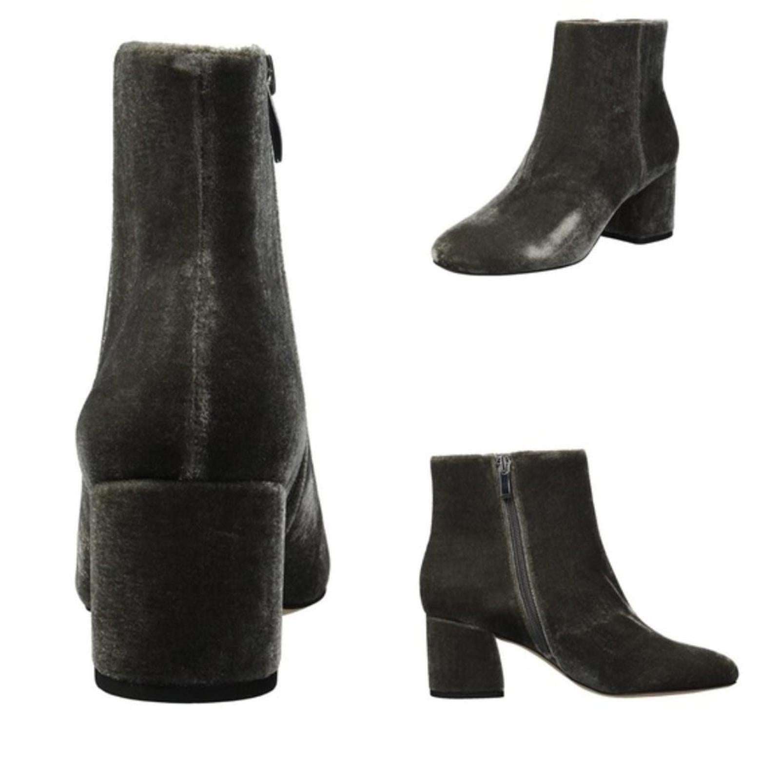 Franco Sarto Suede Velvet Jubilee Booties in Nimbus Grey, Size 7.5 New in Box