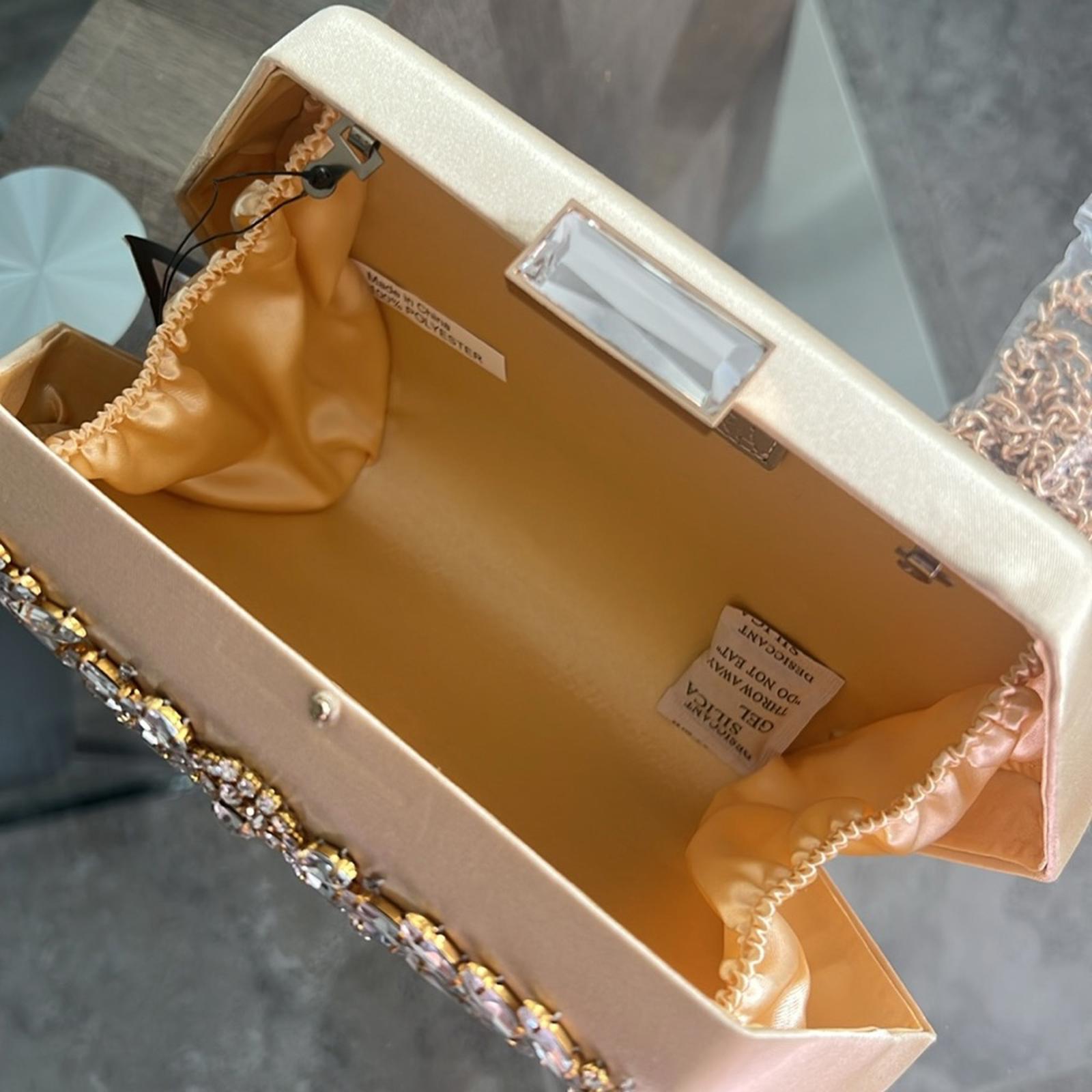 Badgley Mischka Embellished Convertible Clutch in Gold, New with Tag