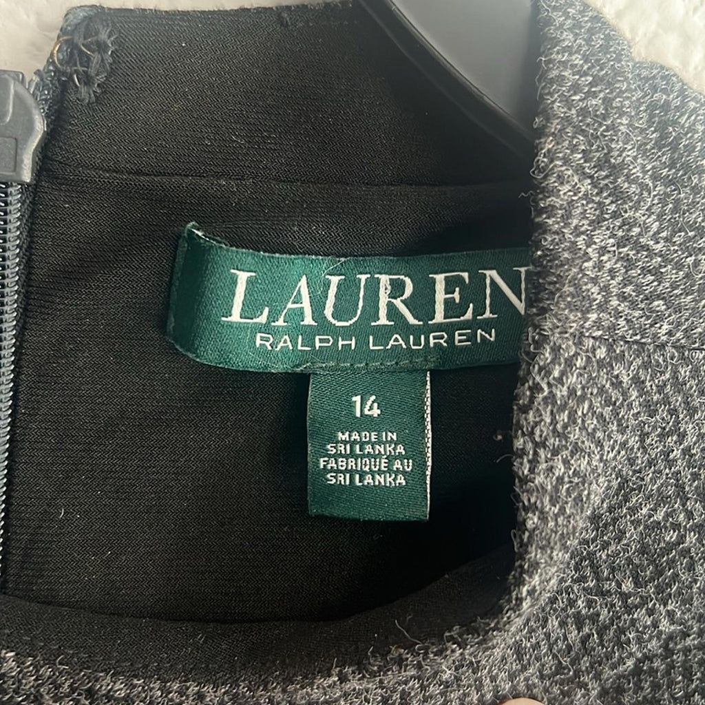Lauren Ralph Lauren Charcoal Sleeveless Midi Dress, Size 14