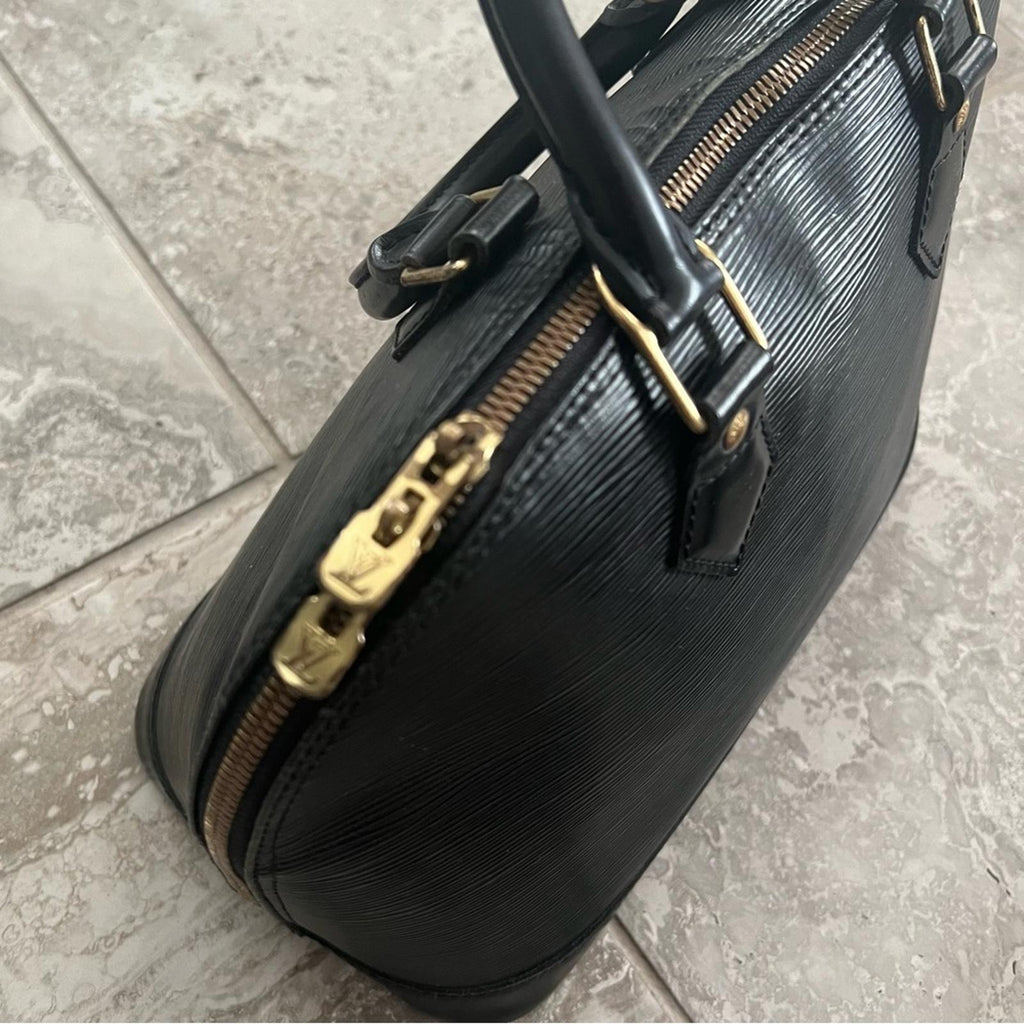 Louis Vuitton Alma PM Epi Leather Top Handle Bag Black Retail $1,394.99