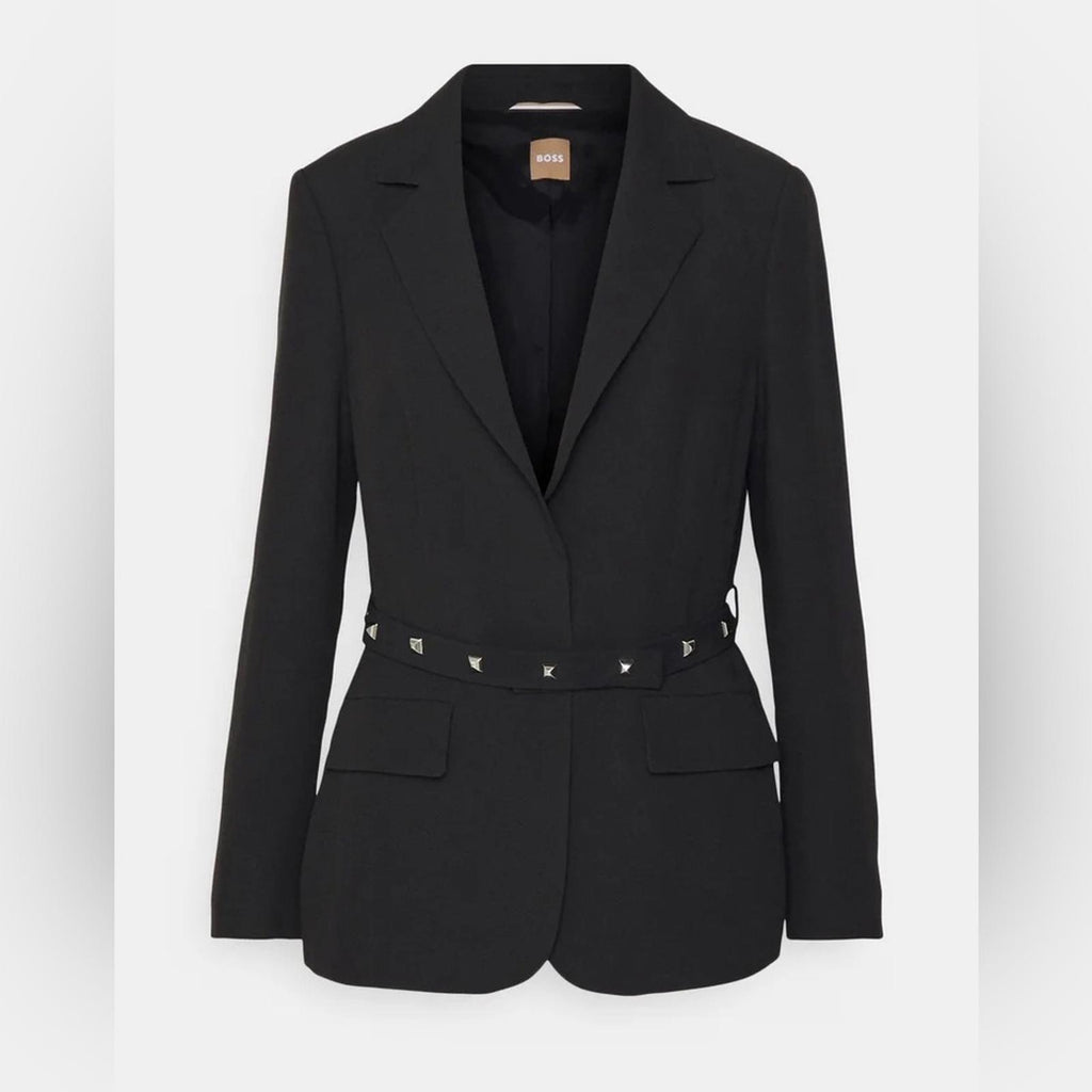 BOSS Jiriva Belted Jacket in Black, Size EU32 | US0 New w/Tag $645 SOLD OUT!