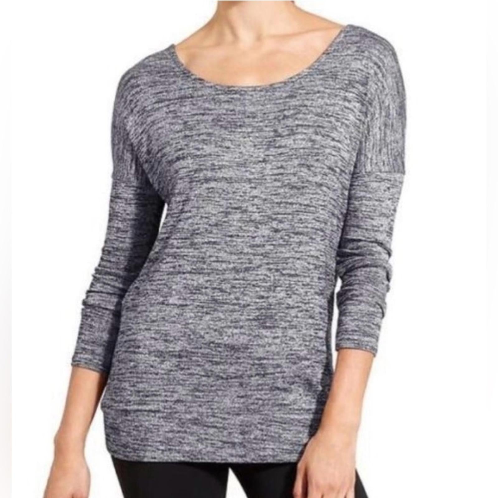 Athleta Open Back Cut-Out Posed Layered Pullover, Grey Heather Size S EXCELLENT!