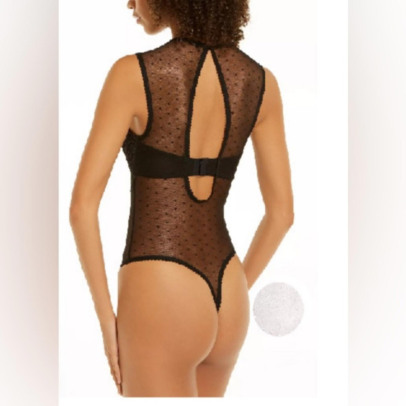 INC Cupped Swiss Dot Thong Bodysuit in Washed White, Size XL, New w/Tag