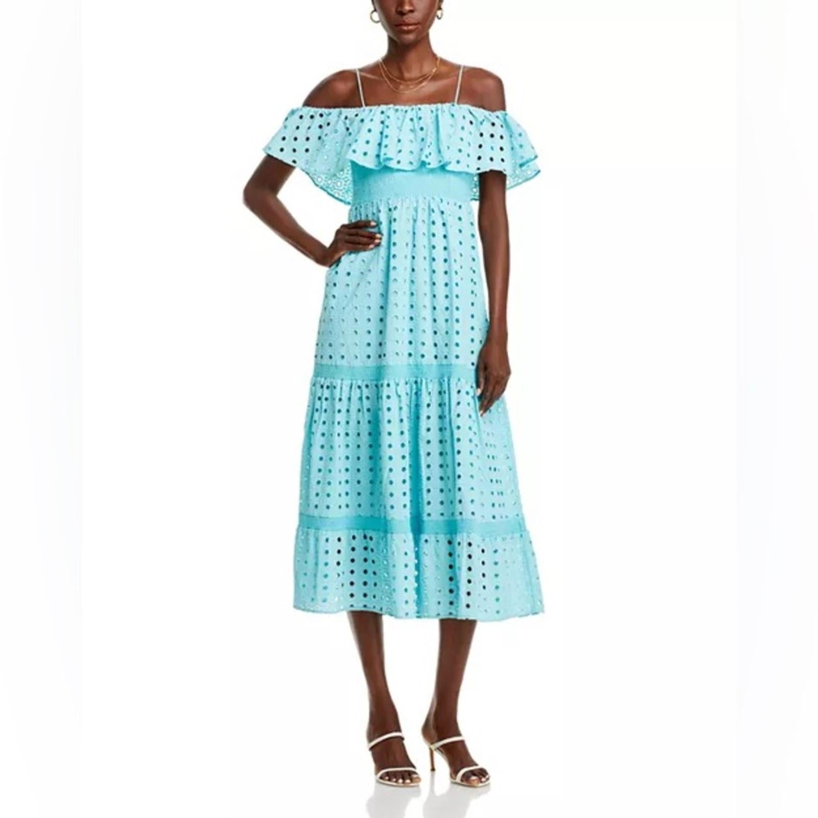 T-Tahari Eyelet Maxi Dress in Blue Haze, Size XS, NEW