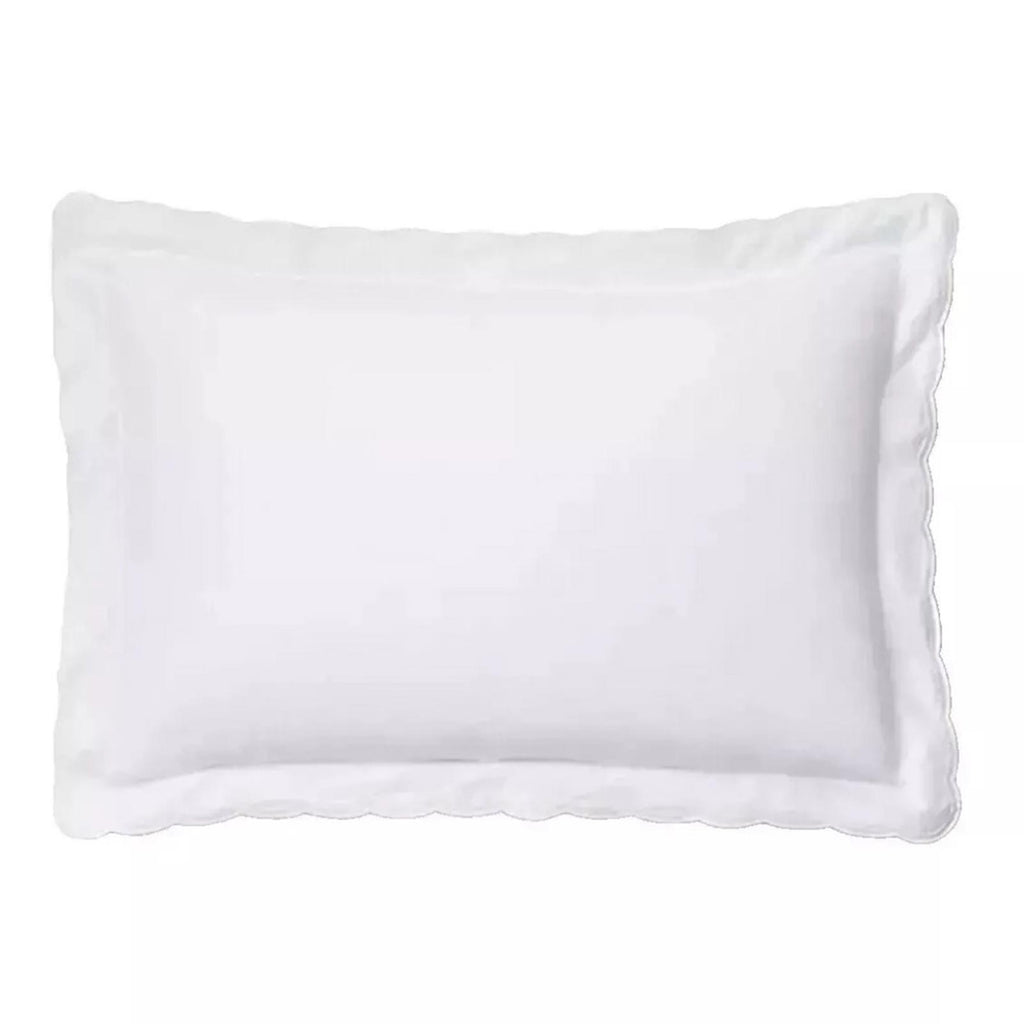 Ralph Lauren Organic Cotton Malin Scallop Standard Sham in White/Silver NEW $200