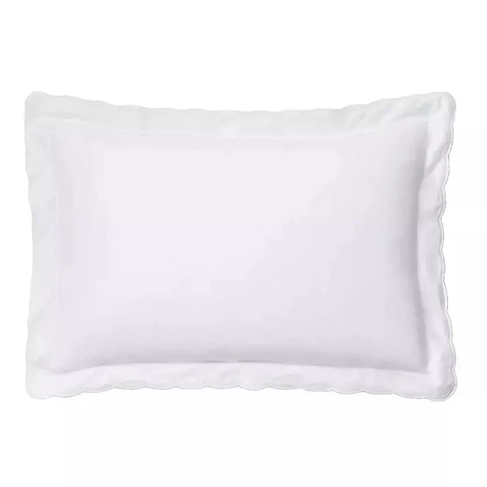 Ralph Lauren Organic Cotton Malin Scallop Standard Sham in White/Silver NEW $200