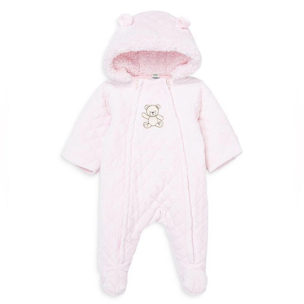 Little Me Bear Quilted Velour Pram/Snowsuit in Pink, 6-9 Months New with Tag