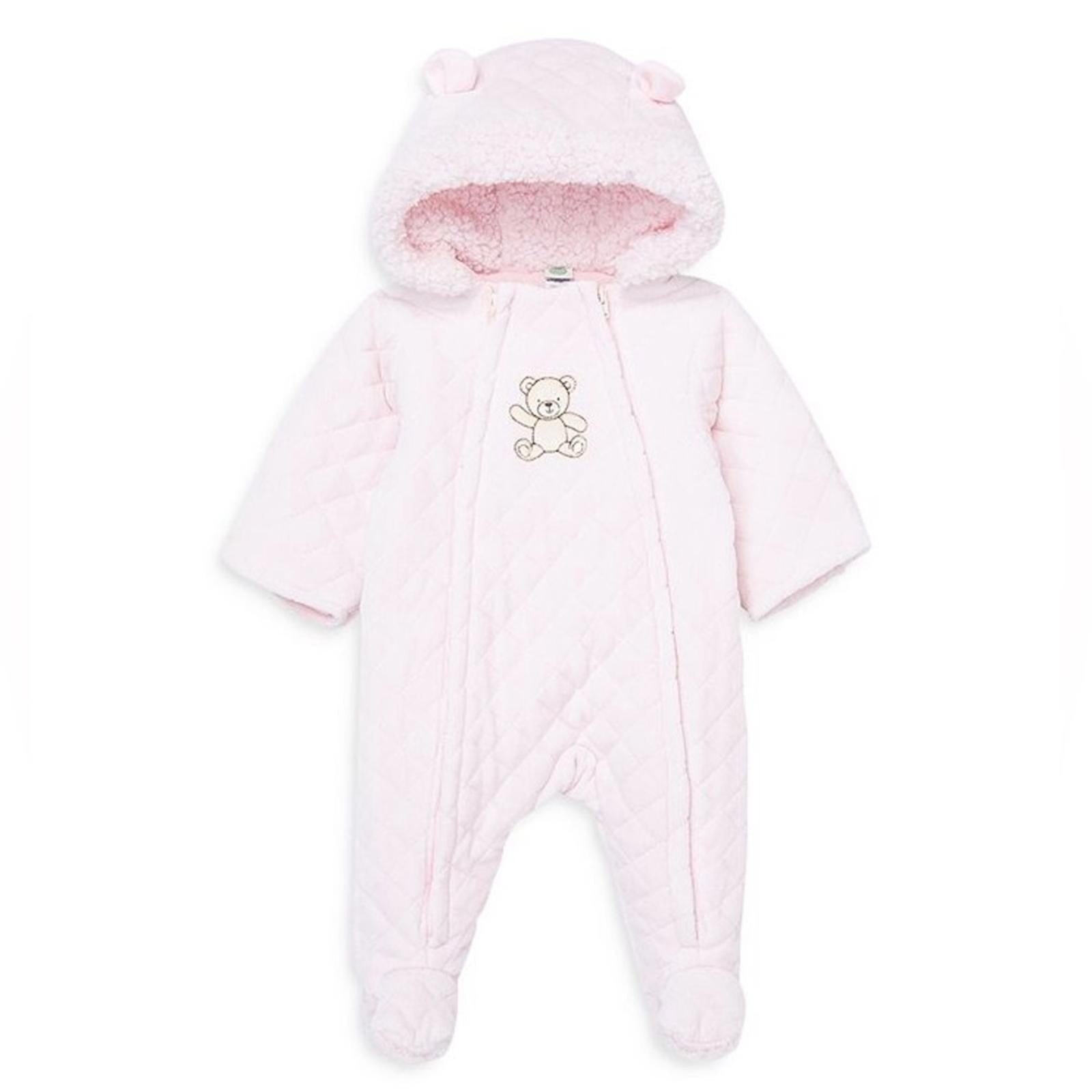 Little Me Bear Quilted Velour Pram/Snowsuit in Pink, 6-9 Months New with Tag