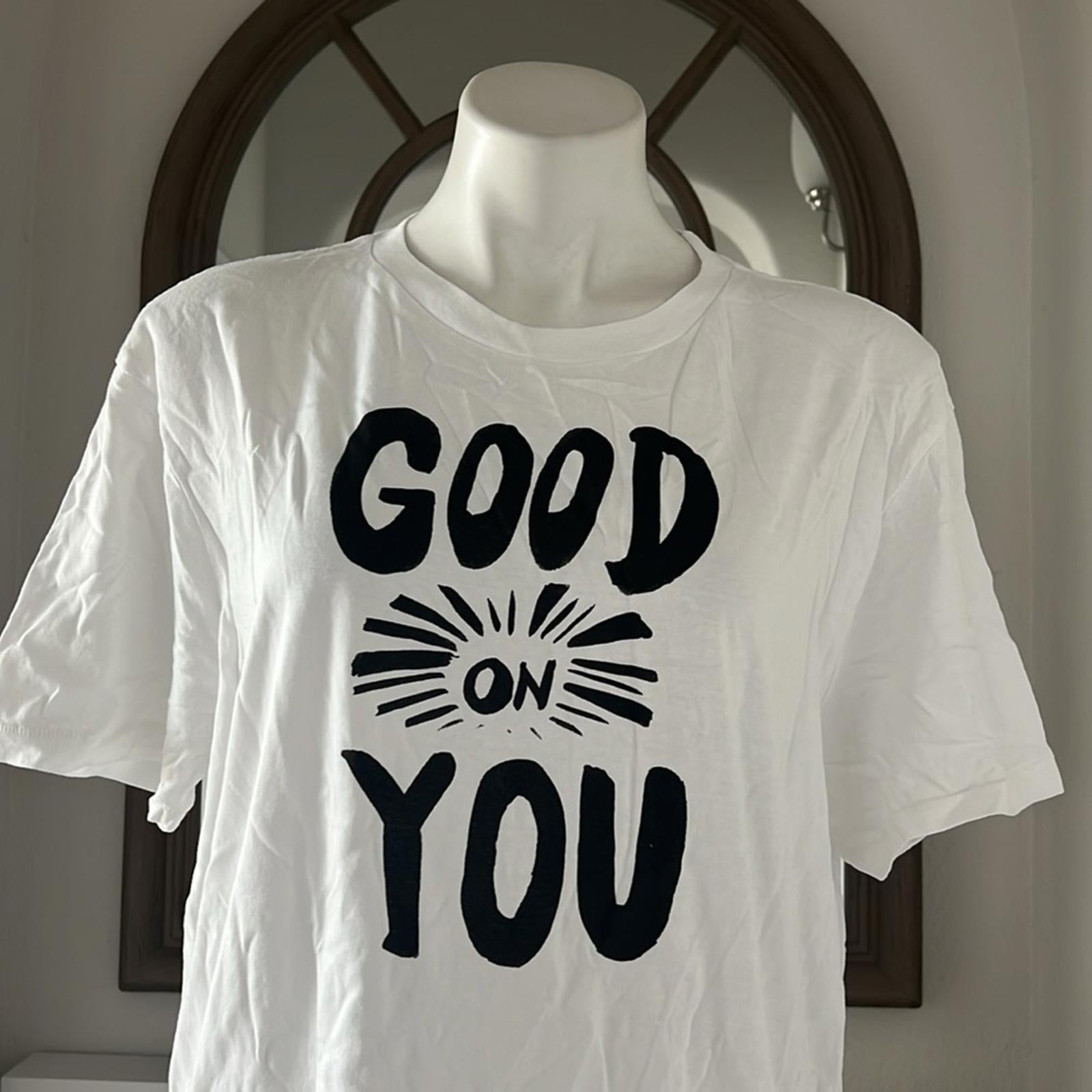 New DOLAN White “Good On You” Graphic T-Shirt, Unisex Size L New w/Tag