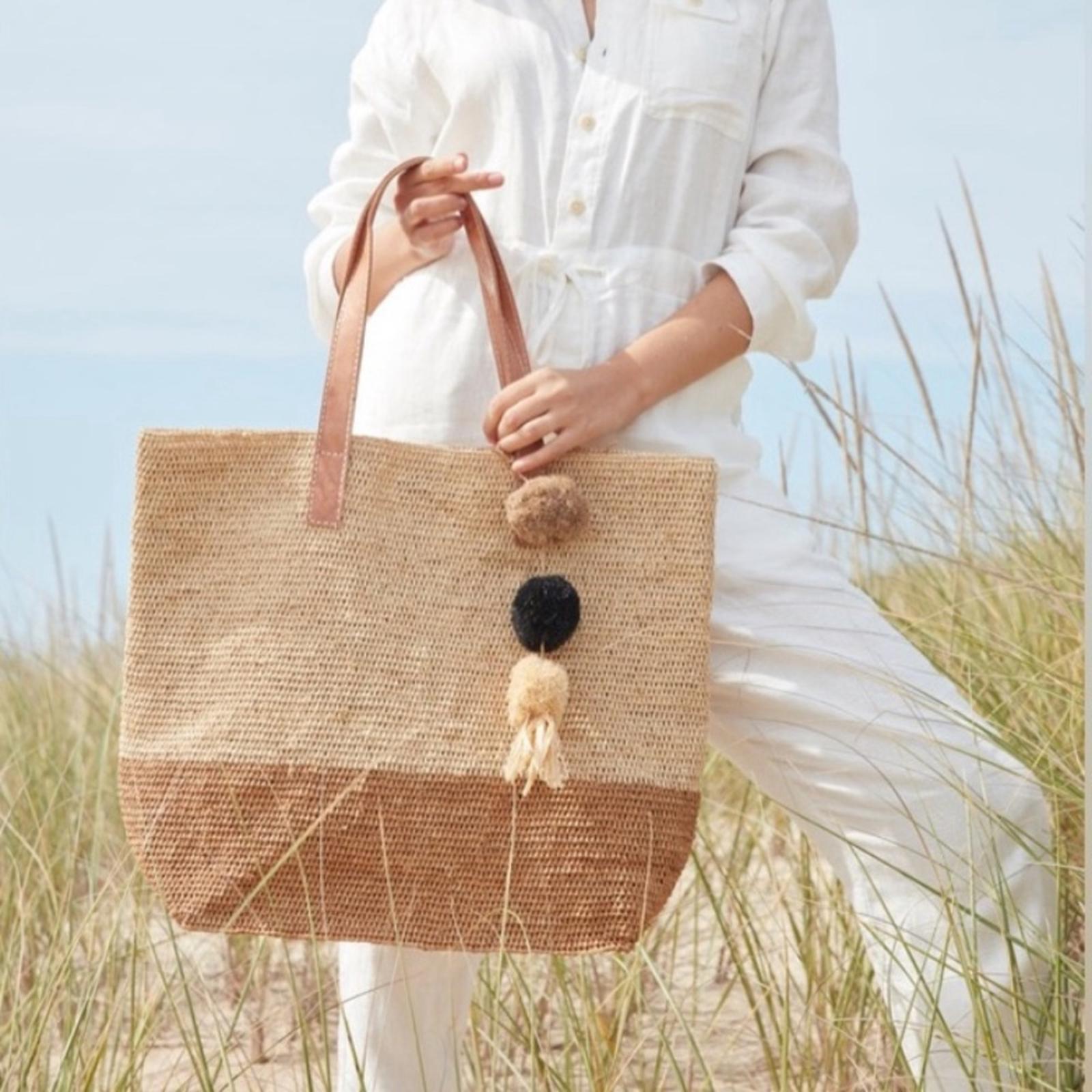Mar Y Sol Montauk Tote Straw Bag in Sand/ Brown One Size, New w/Tag