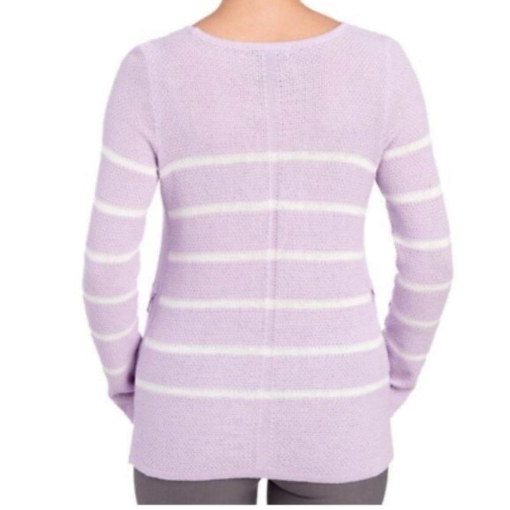 Design365 Striped Crew Neck Sweater in Violet Moon, Size L EXCELLENT!