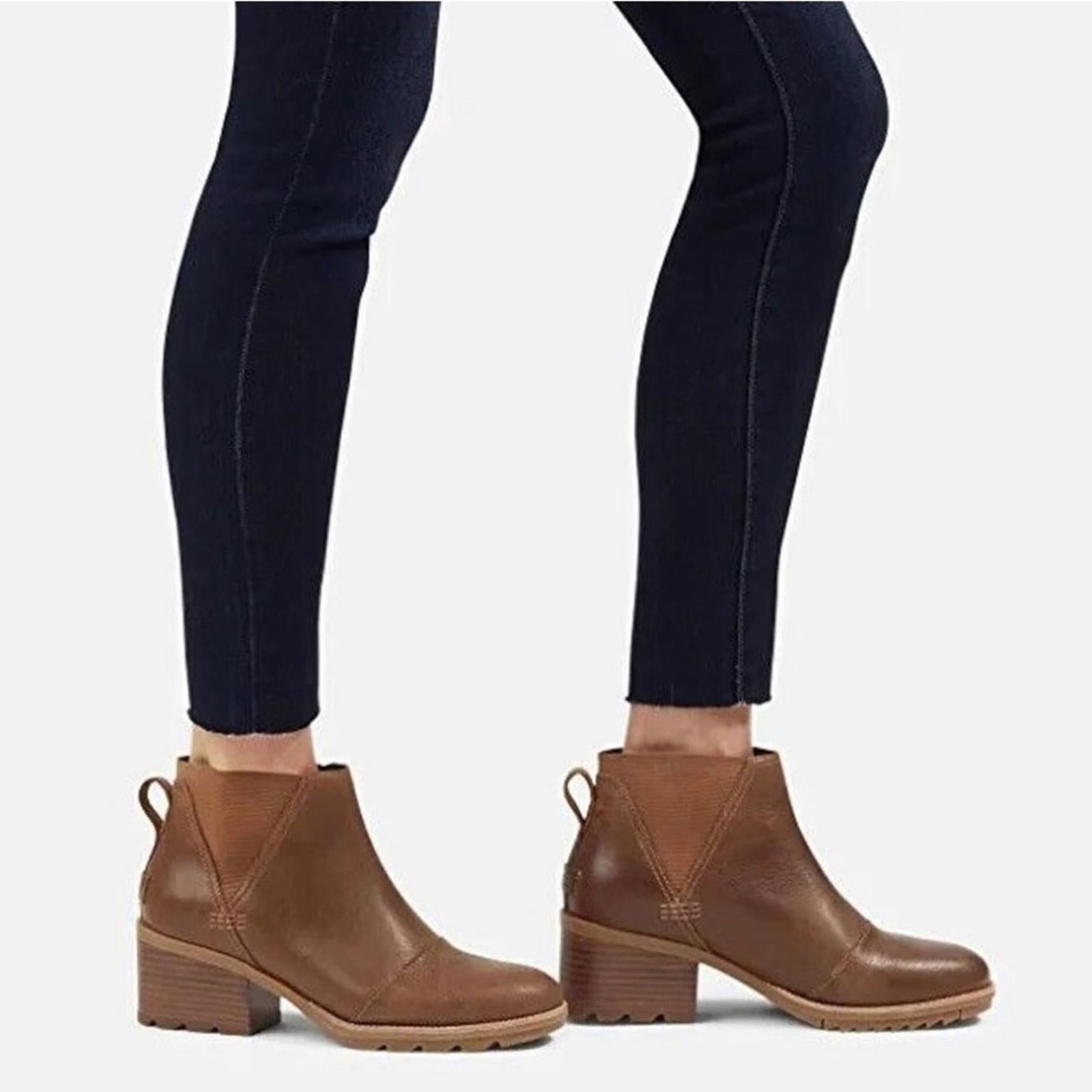 NEW Sorel Cate Lug Sole Chelsea Boots in Brown , Size EU 36.5 New in Box