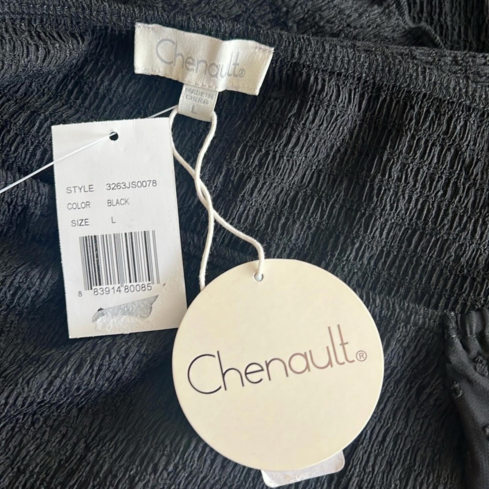 Status by Chenault Smocked Puff Sleeve Top in Black, Size L New w/Tag