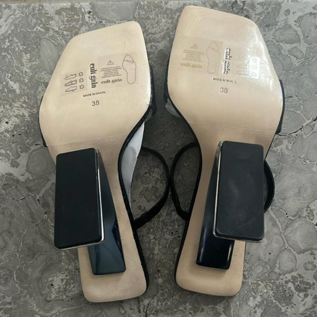 Cult Gaia BLACK Rene Cut-Out Heel Sandals, EU38 x Revolve New in Box +DustBag