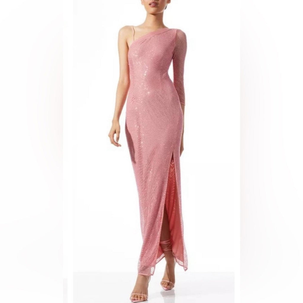 Alice + Olivia Michele Mesh Cutout Gown in Rose, Size 0 New w/Tag Retail $995