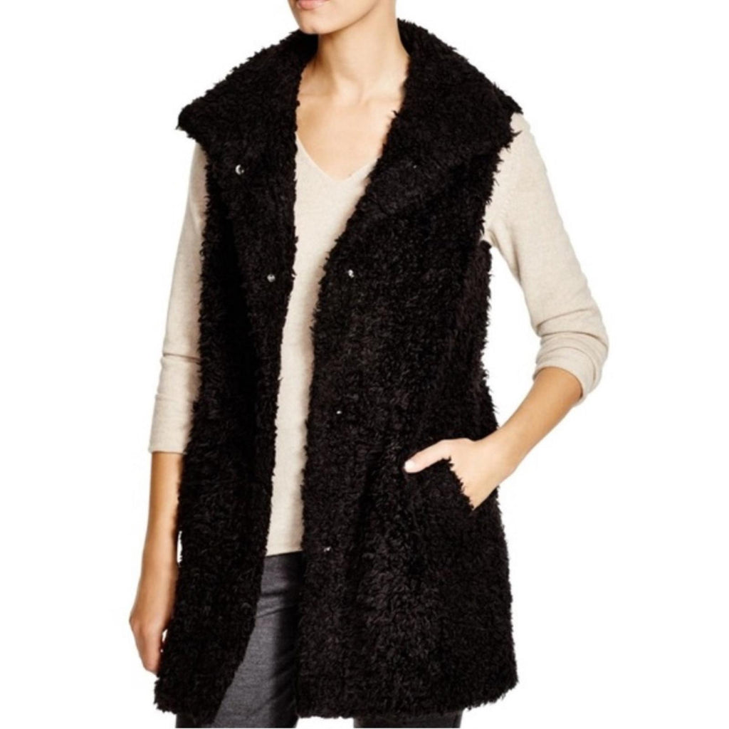 Theory Visterna B. Faux-Fur Vest Black, Size S Retail $395 (Excellent Condition)
