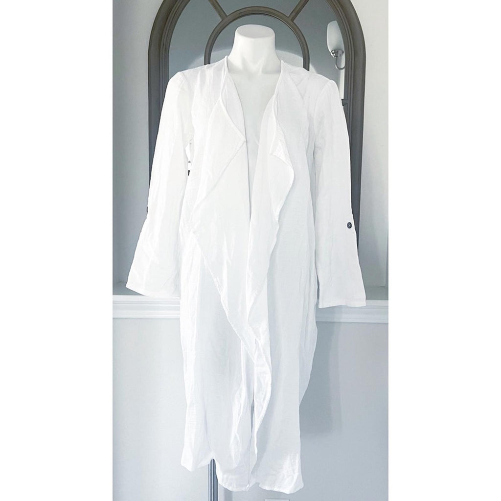 Nic+Zoe Double Gauze Open Front Sweater in White, Size S New w/Tag Retail $158