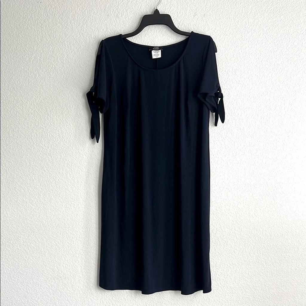 MSK Tie-Sleeve Midi Dress in Navy Blue, Size 1X EXCELLENT!