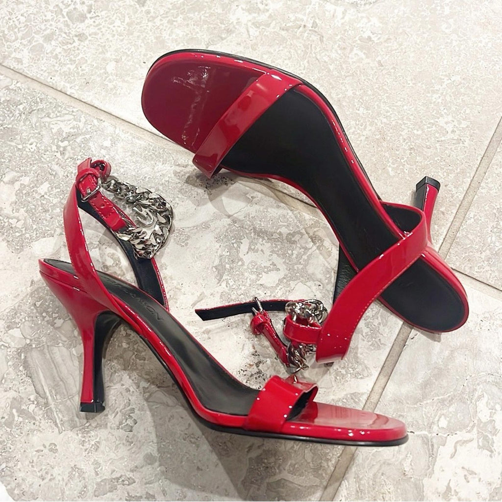 JW Anderson Chain Ankle Strap High Heel Sandals in Red, Size 37.5 New in Box