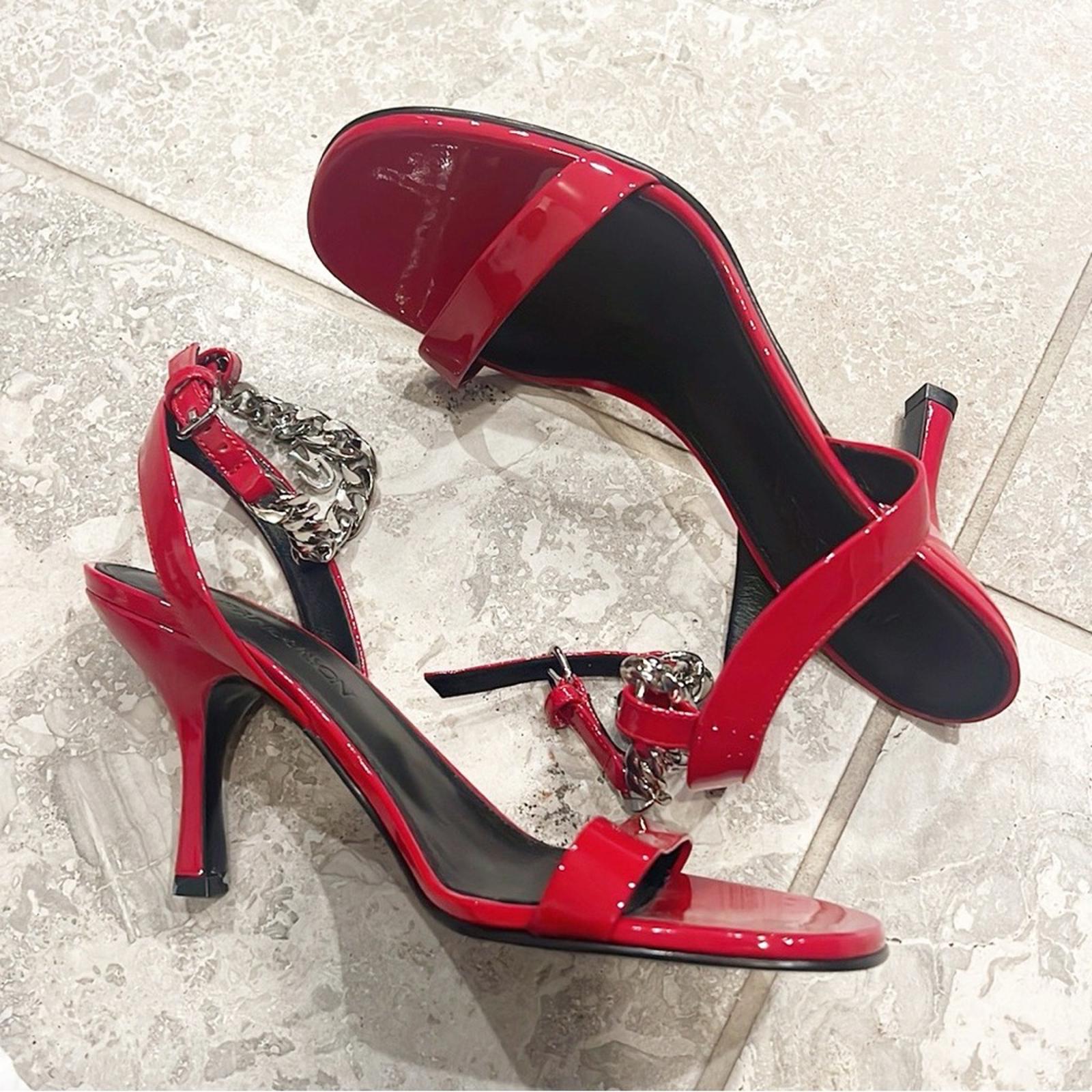 JW Anderson Chain Ankle Strap High Heel Sandals in Red, Size 37.5 New in Box