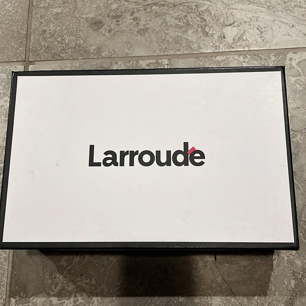 Larroude Jackie Wedge Heel Slide Sandals in Metallic Silver Size10 New w/DustBag