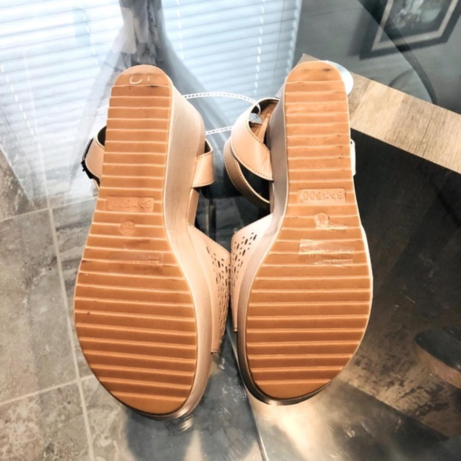 Bamboo Nude Wedge Platform Ankle Strap Sandals, Size 10M New w/o Box