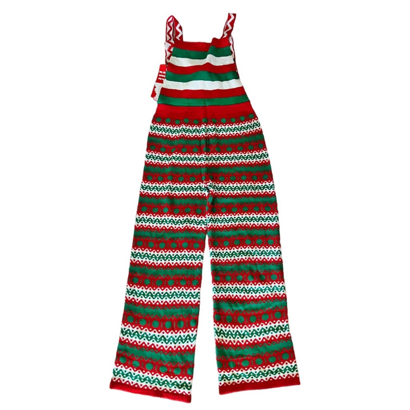 Eyeshadow JOY Christmas Knit Straight-Leg Overalls Holiday Jumpsuit Size L NWT