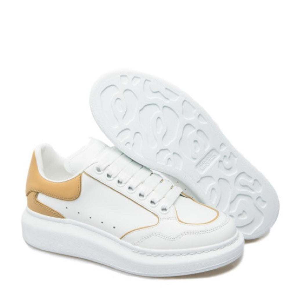 Alexander McQueen Oversized Low-Top Sneakers in White/ Camel, Size 41 NEW $850