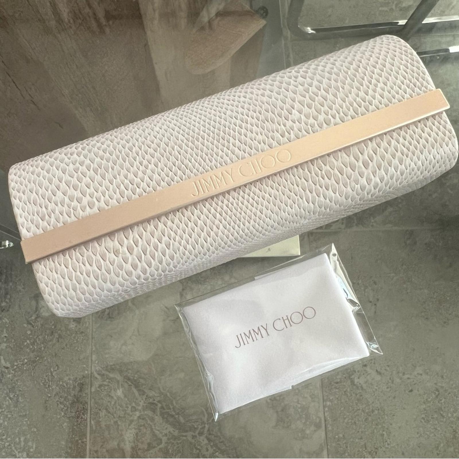 Jimmy Choo Hard Case with Wipe, Snakeskin Silvertone Hardware NEW w/o Tax