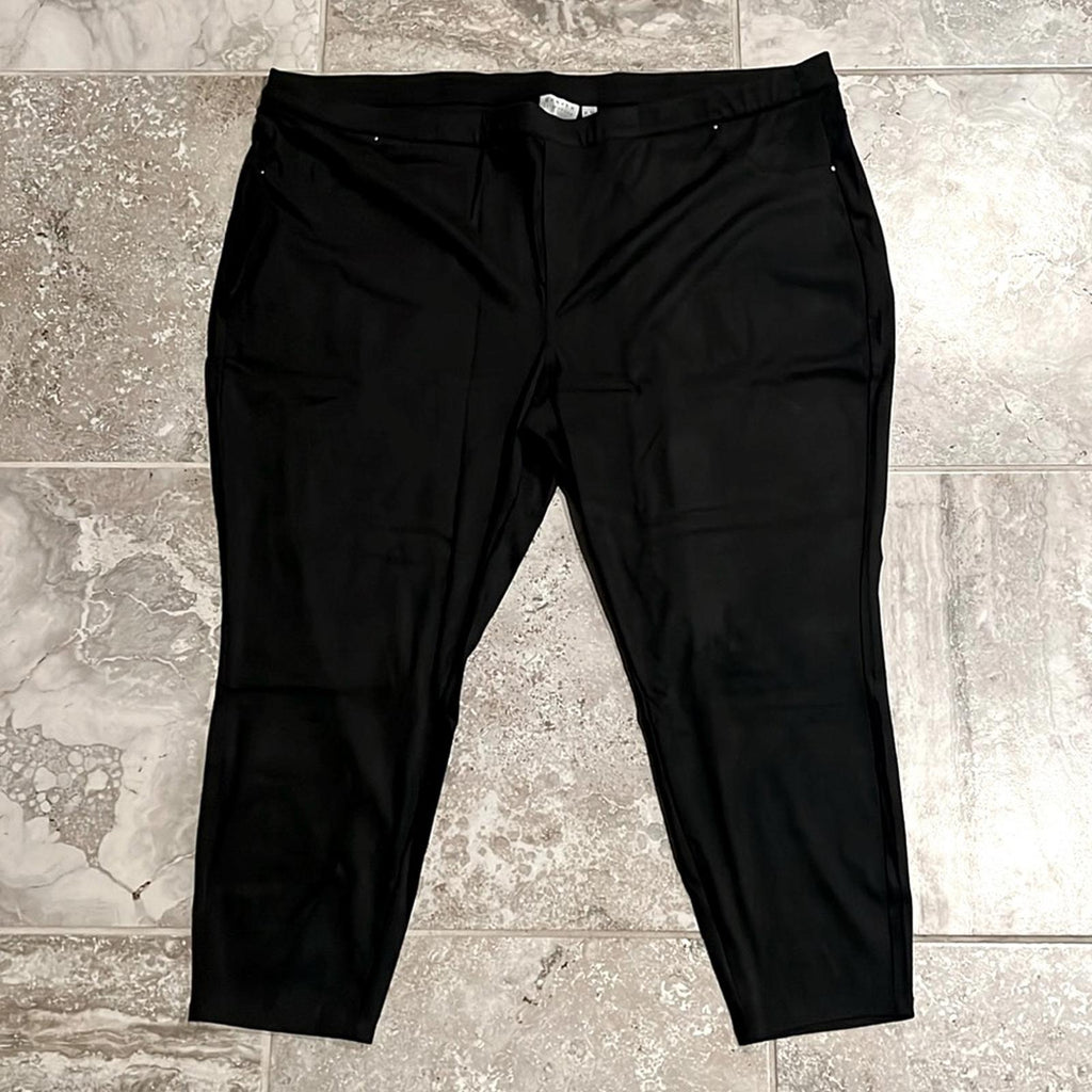 New Susan Graver Plus Size Pull-On Pants in Black, Petite 4X New in Packaging