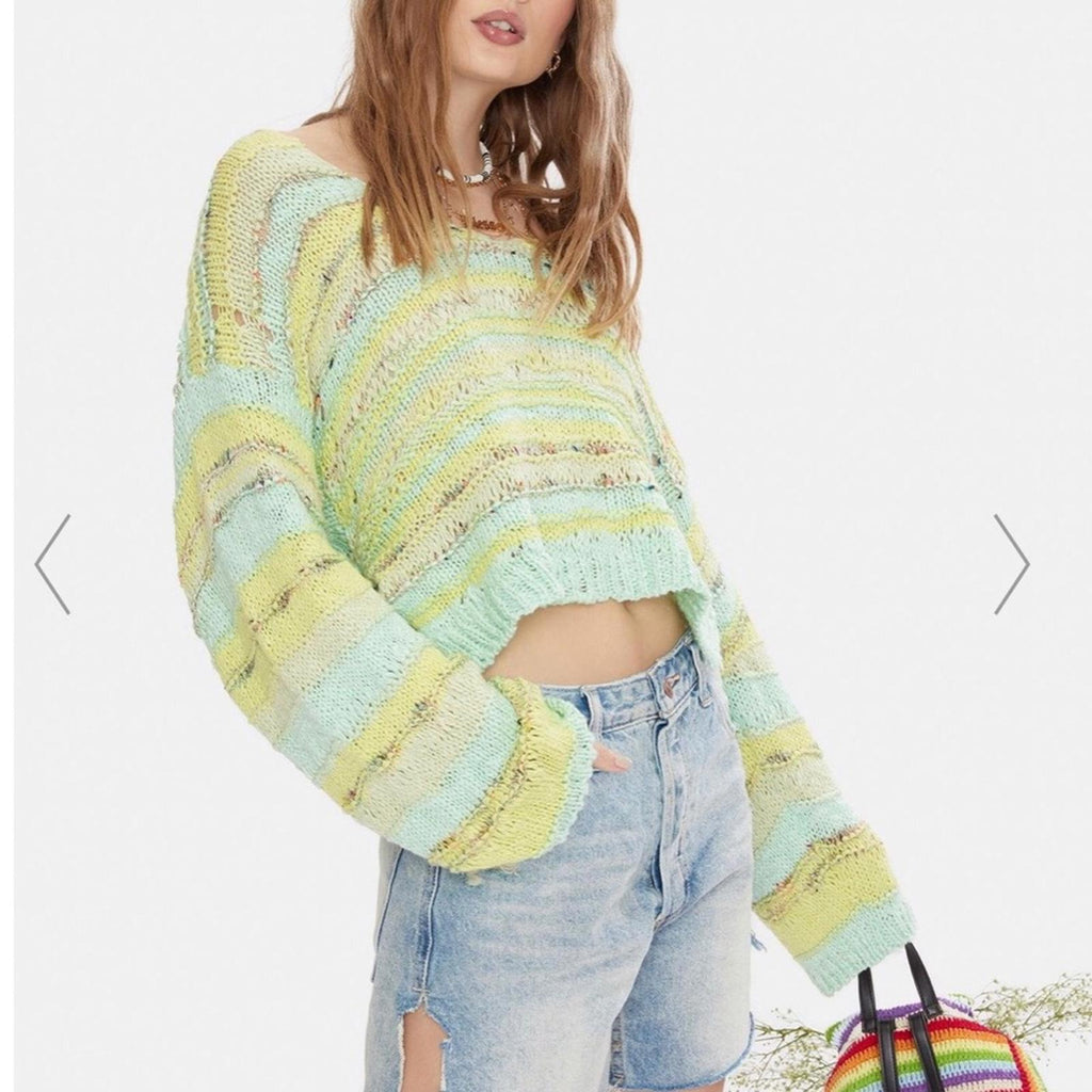 Free People Sugared Mint Lake Life V-Neck Pullover Size XS, New w/Tag