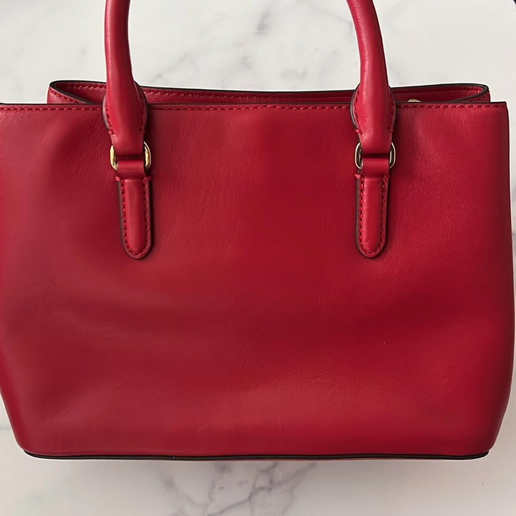Lauren Ralph Lauren Marcy 26 Small Satchel in Red, NEW w/Tag Retail $350