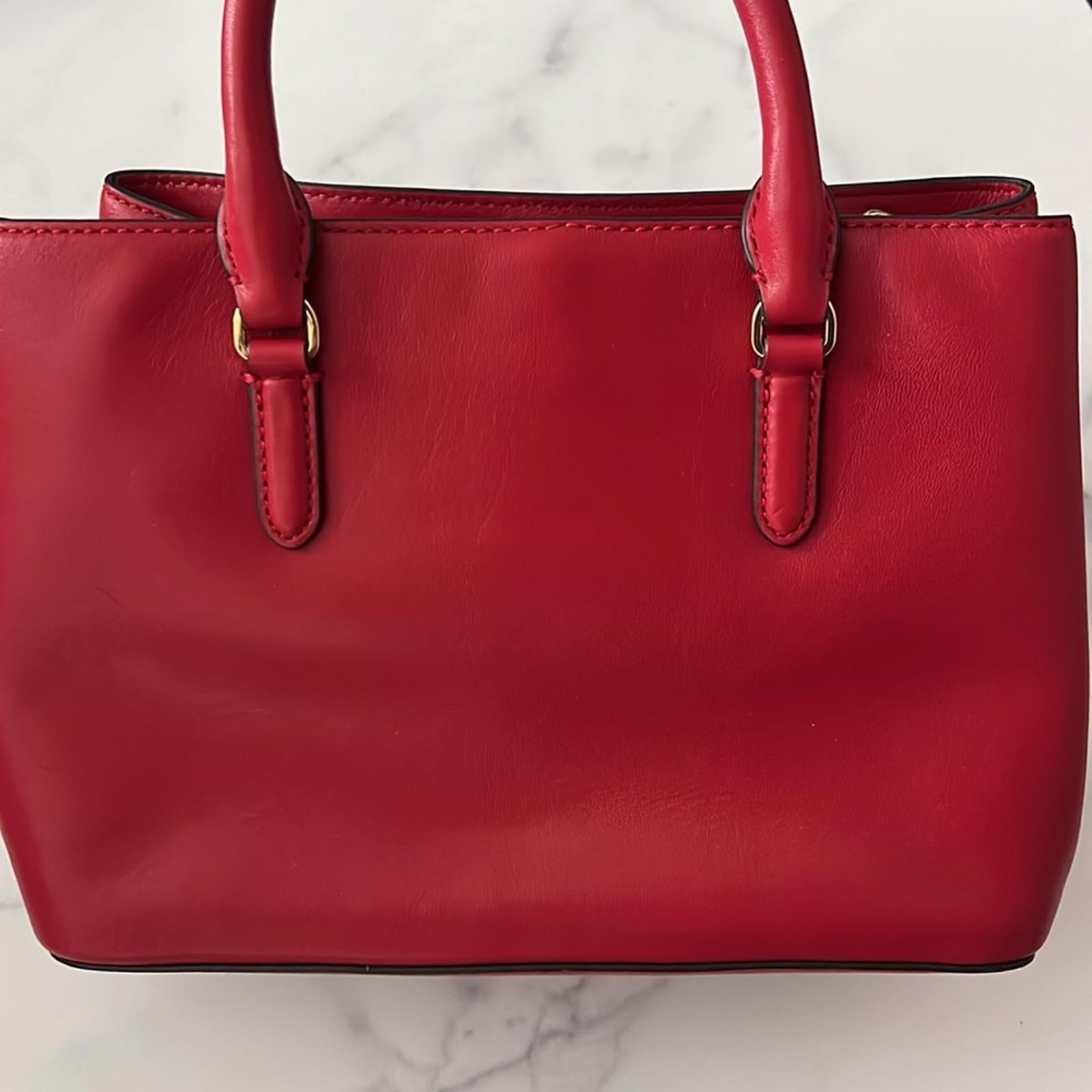 Lauren Ralph Lauren Marcy 26 Small Satchel in Red, NEW w/Tag Retail $350