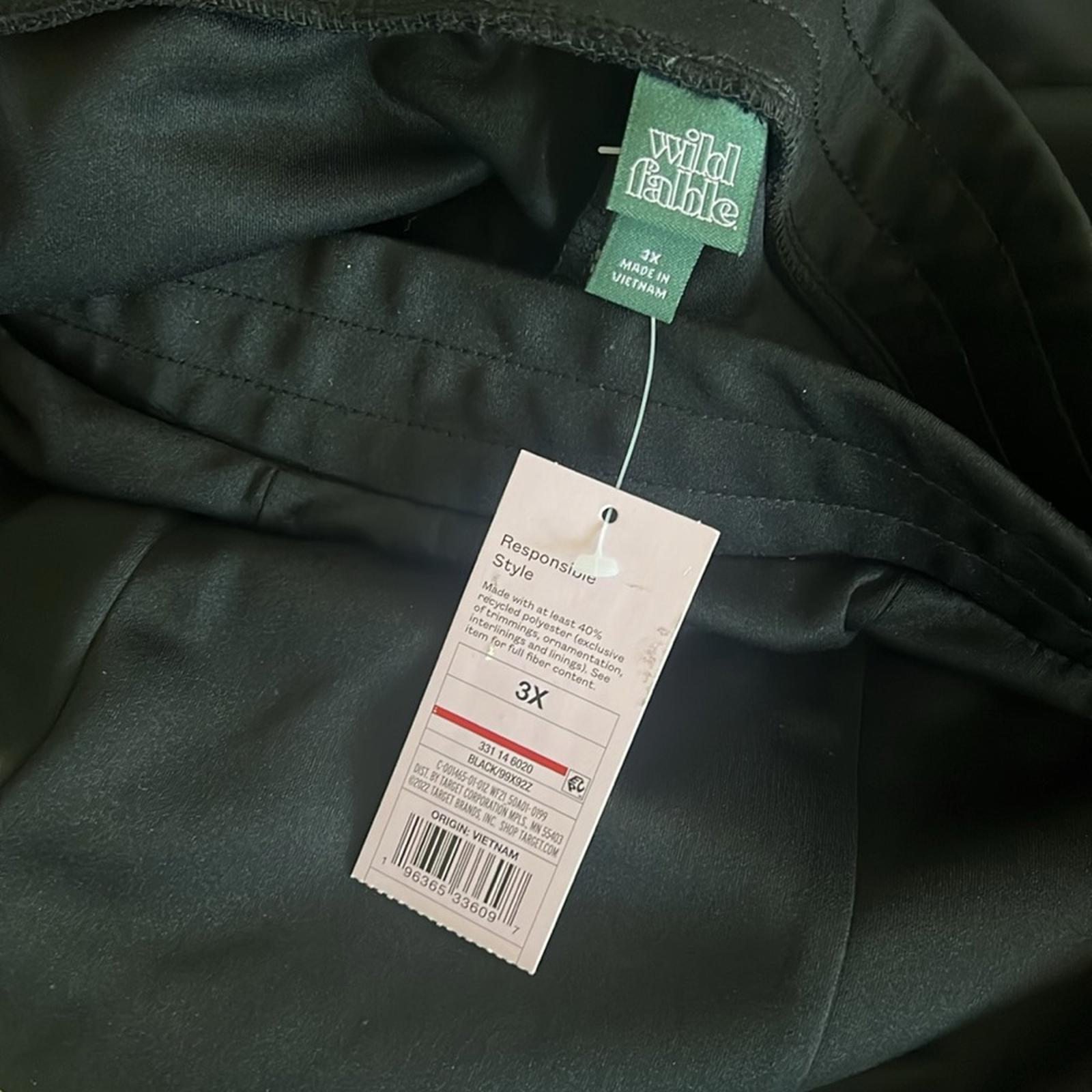Wild Fable Black High-Rise Track Pants w/Zippered Slits, Size 3X New w/Tag