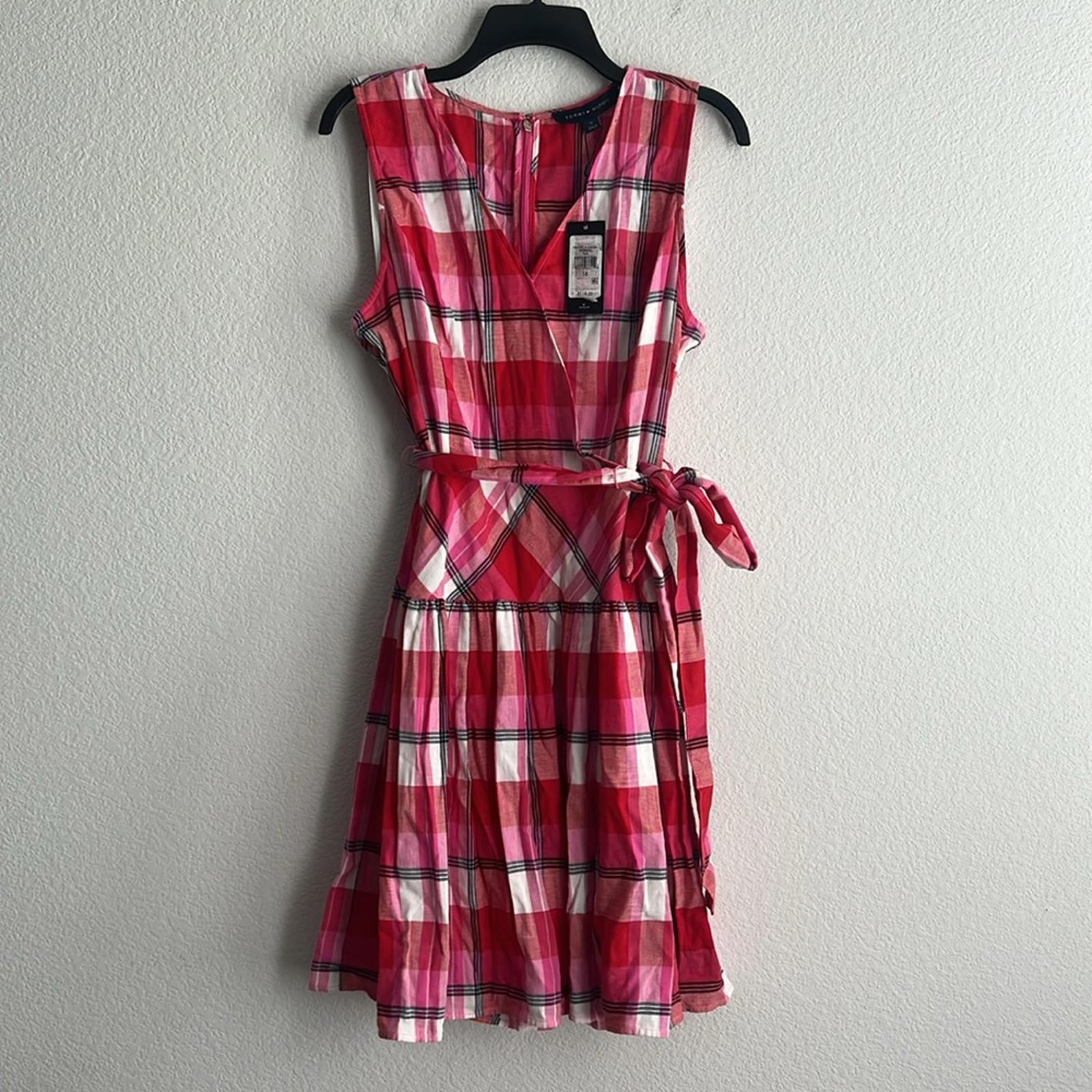 Tommy Hilfiger Majorca Casual Sleeveless Plaid Dress w/Tie, NWT, Size 16