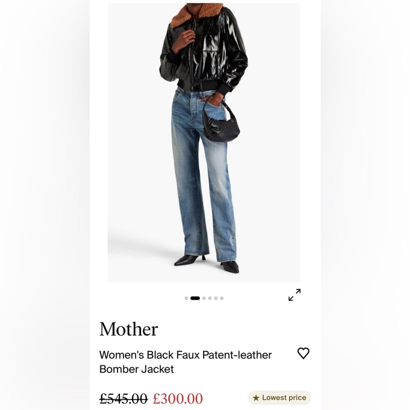 MOTHER Pilot Faux Patent Leather Jacket in Black, Size XL New w/Tag $395