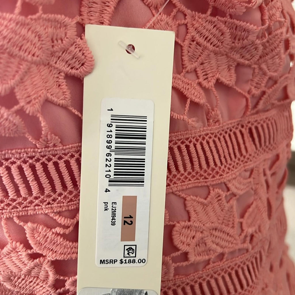Eliza J. Asymmetric Hem Lace Dress in Pink, Size 12 New w/Tag